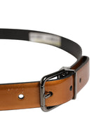 Men Brown Classic Leather Metal Buckle Belt