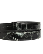 Men Black Marble Leather DG Logo Buckle Belt
