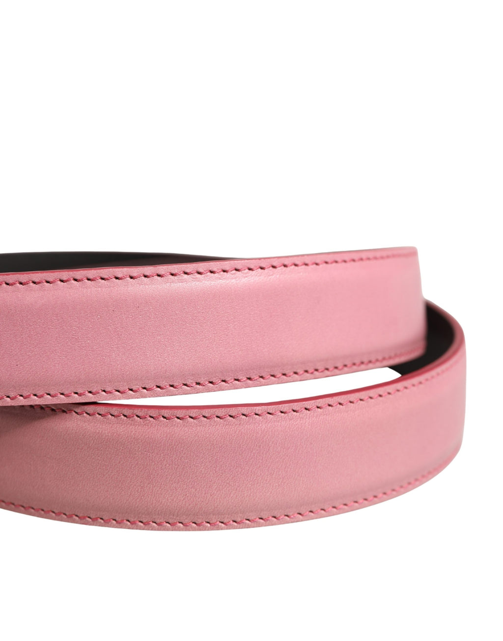Men Pink Classic Leather Metal Buckle Belt