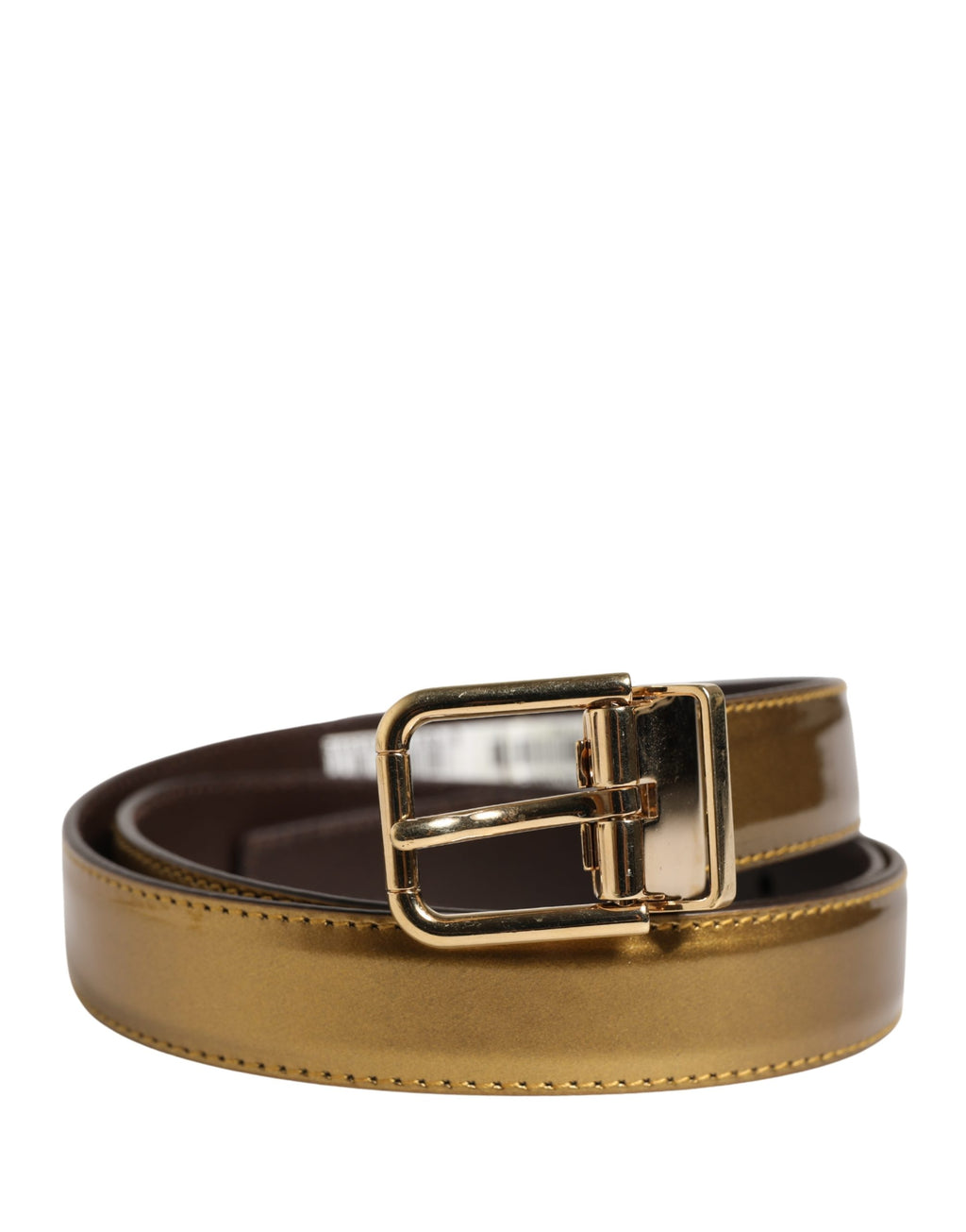 Men Gold Classic Leather Metal Buckle Belt