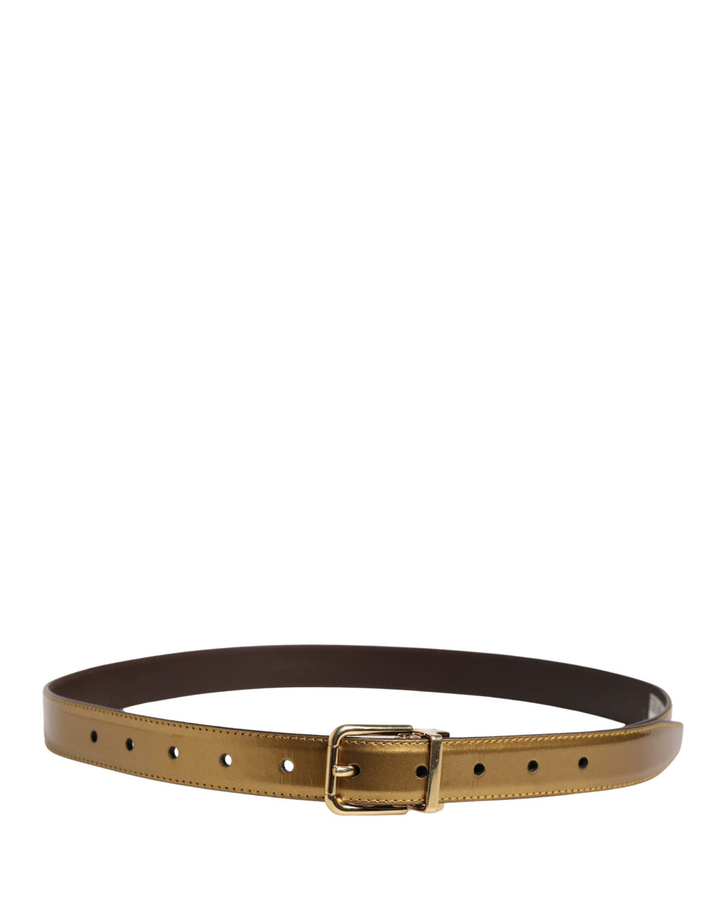 Men Gold Classic Leather Metal Buckle Belt