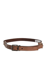 Men Brown Classic Leather Metal Buckle Belt