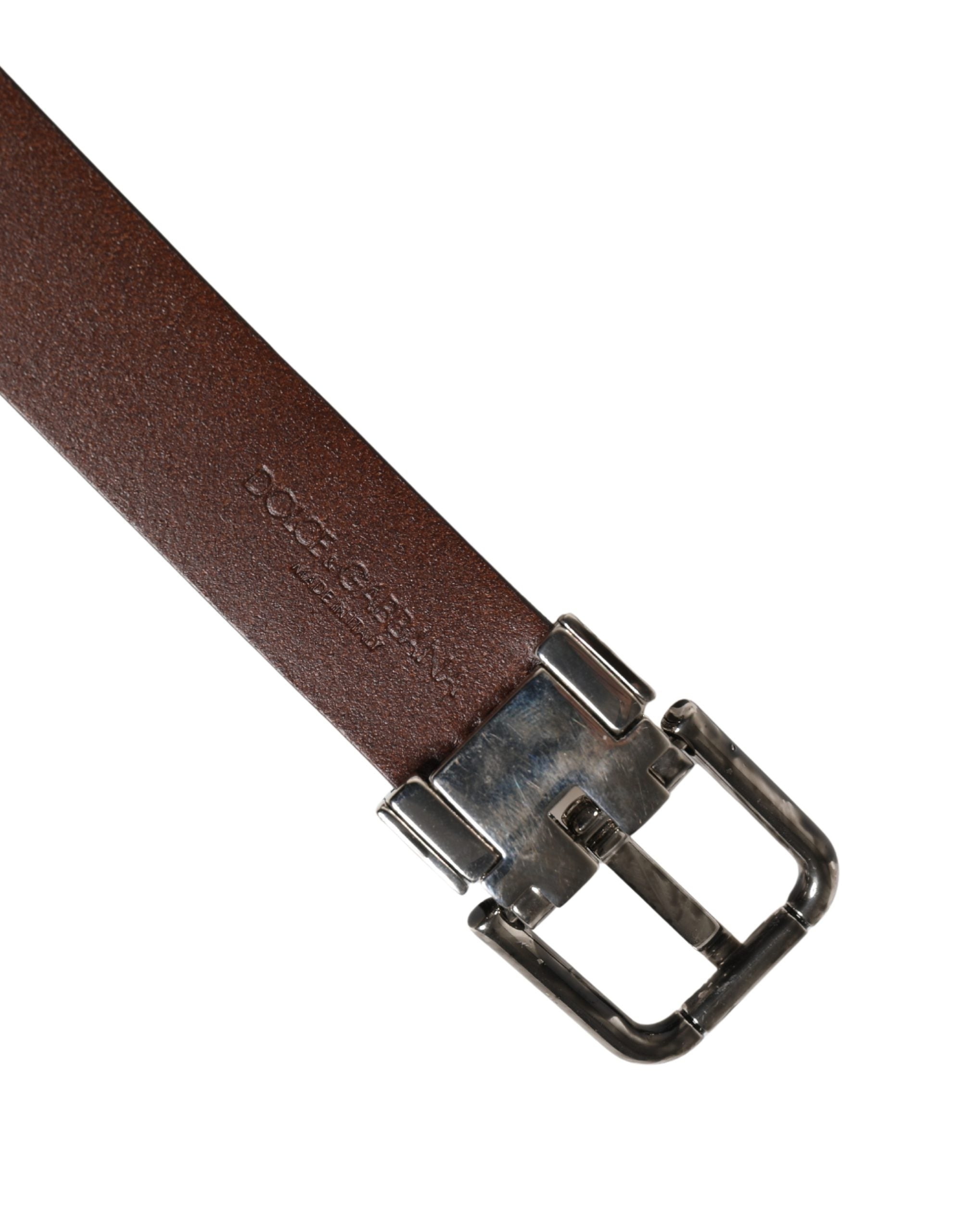Men Brown Classic Leather Metal Buckle Belt