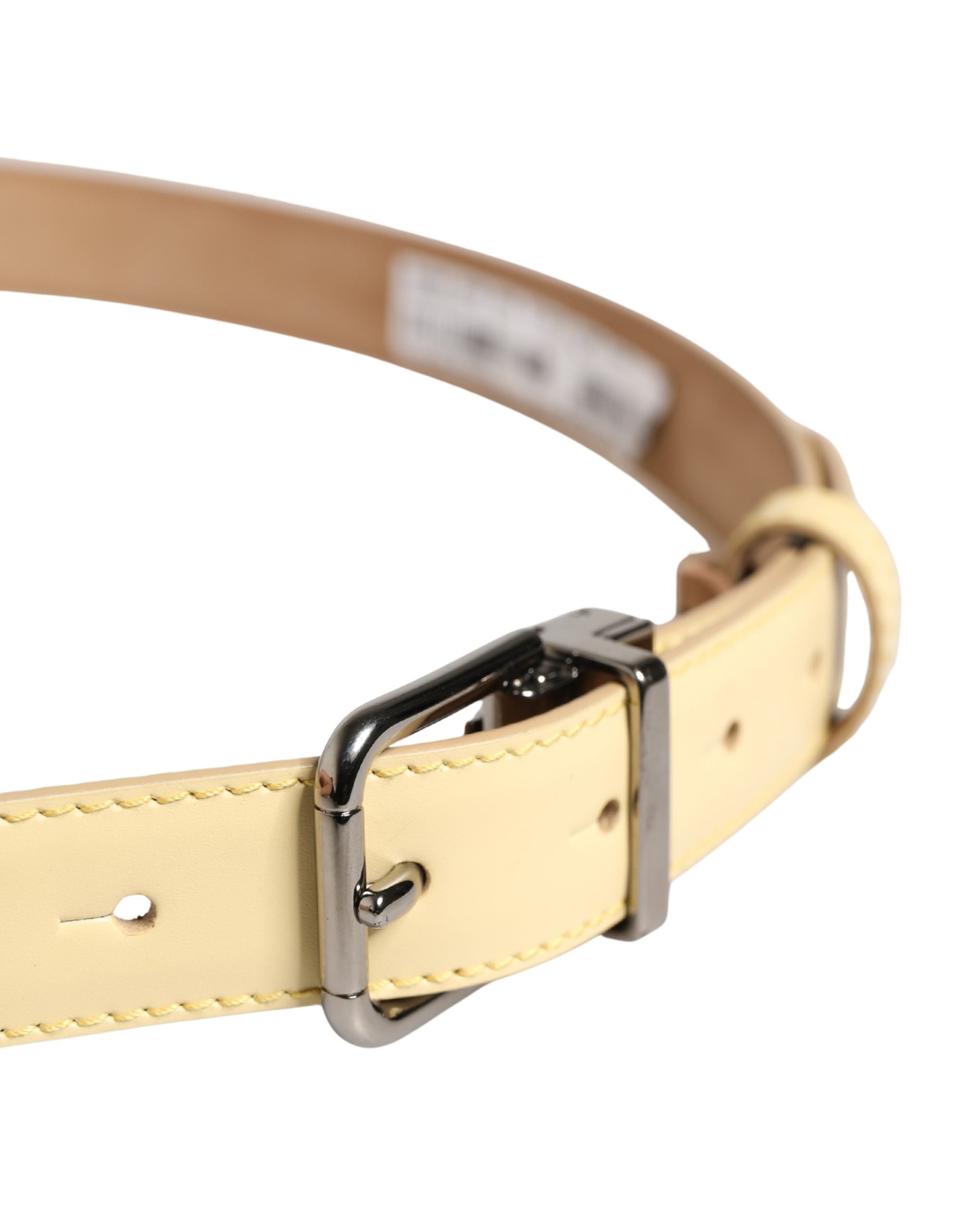 Men Yellow Classic Leather Metal Buckle Belt