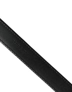 Men Silver Classic Leather Square Buckle Belt