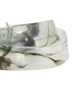 Men White Floral PVC Silver Metal Buckle Belt