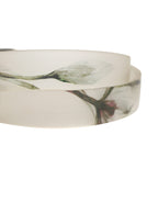 Men White Floral PVC Silver Metal Buckle Belt