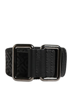Men Black DG Logo Polyester Metal Buckle Belt