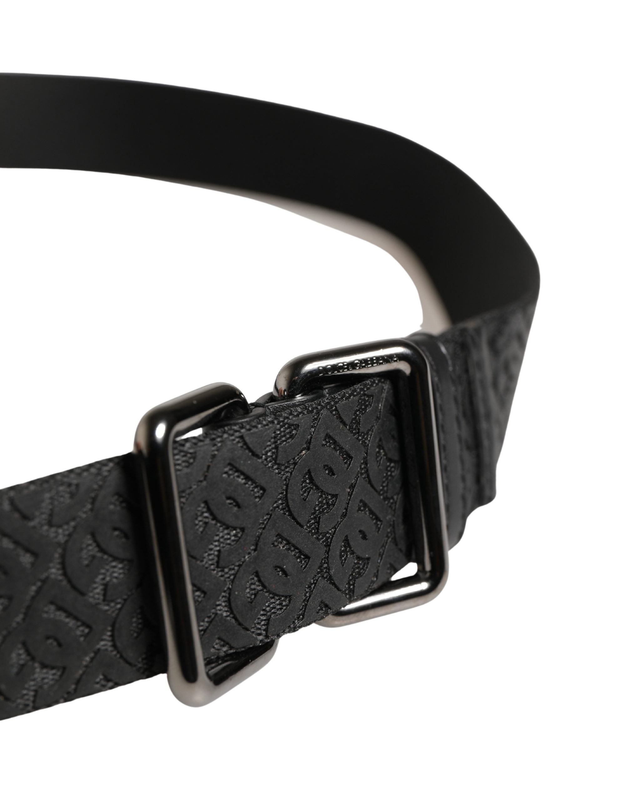 Men Black DG Logo Polyester Metal Buckle Belt