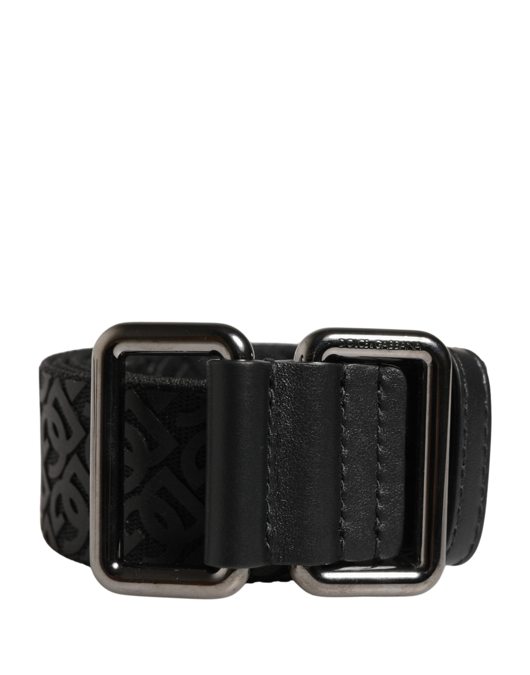 Men Black DG Logo Polyester Metal Buckle Belt