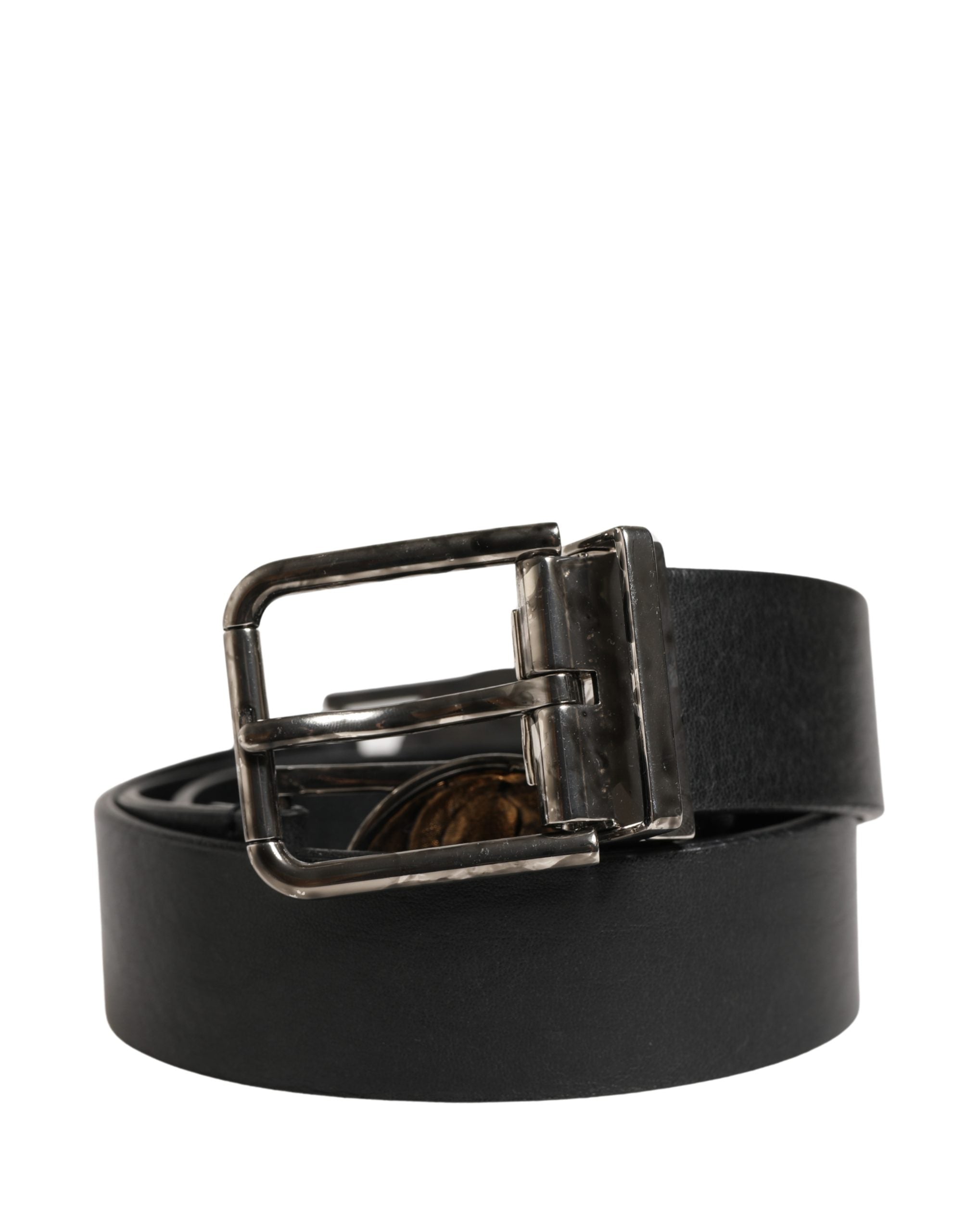 Men Black Classic Leather Metal Buckle Belt