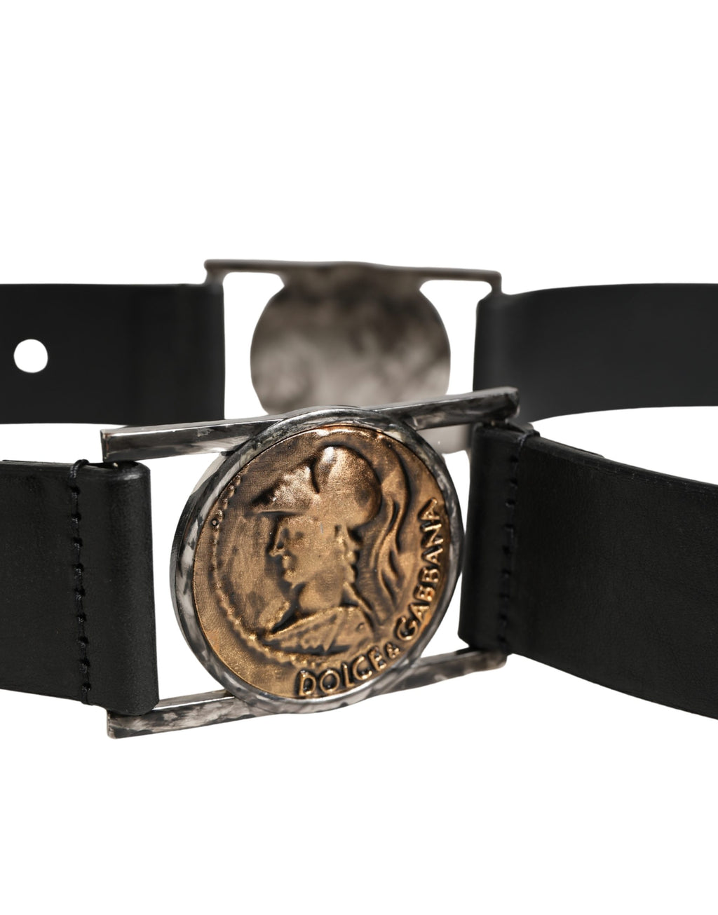 Men Black Classic Leather Metal Buckle Belt