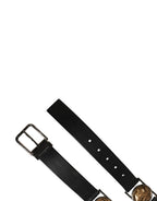 Men Black Classic Leather Metal Buckle Belt