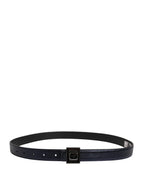 Men Black Classic Leather Square Buckle Belt