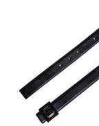 Men Black Classic Leather Square Buckle Belt