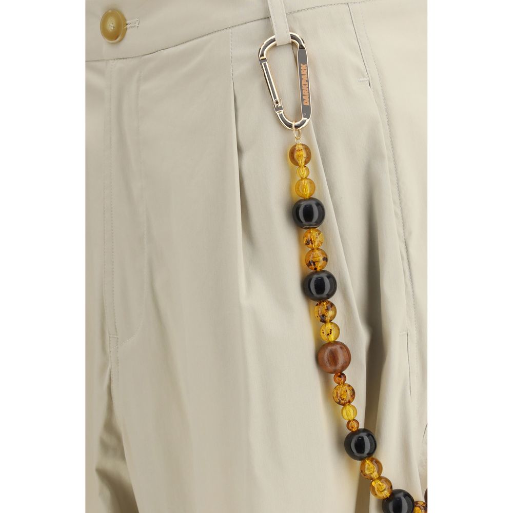 Beige Cotton Casual Pants