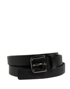 Black Double Strap Leather Silver Buckle Belt