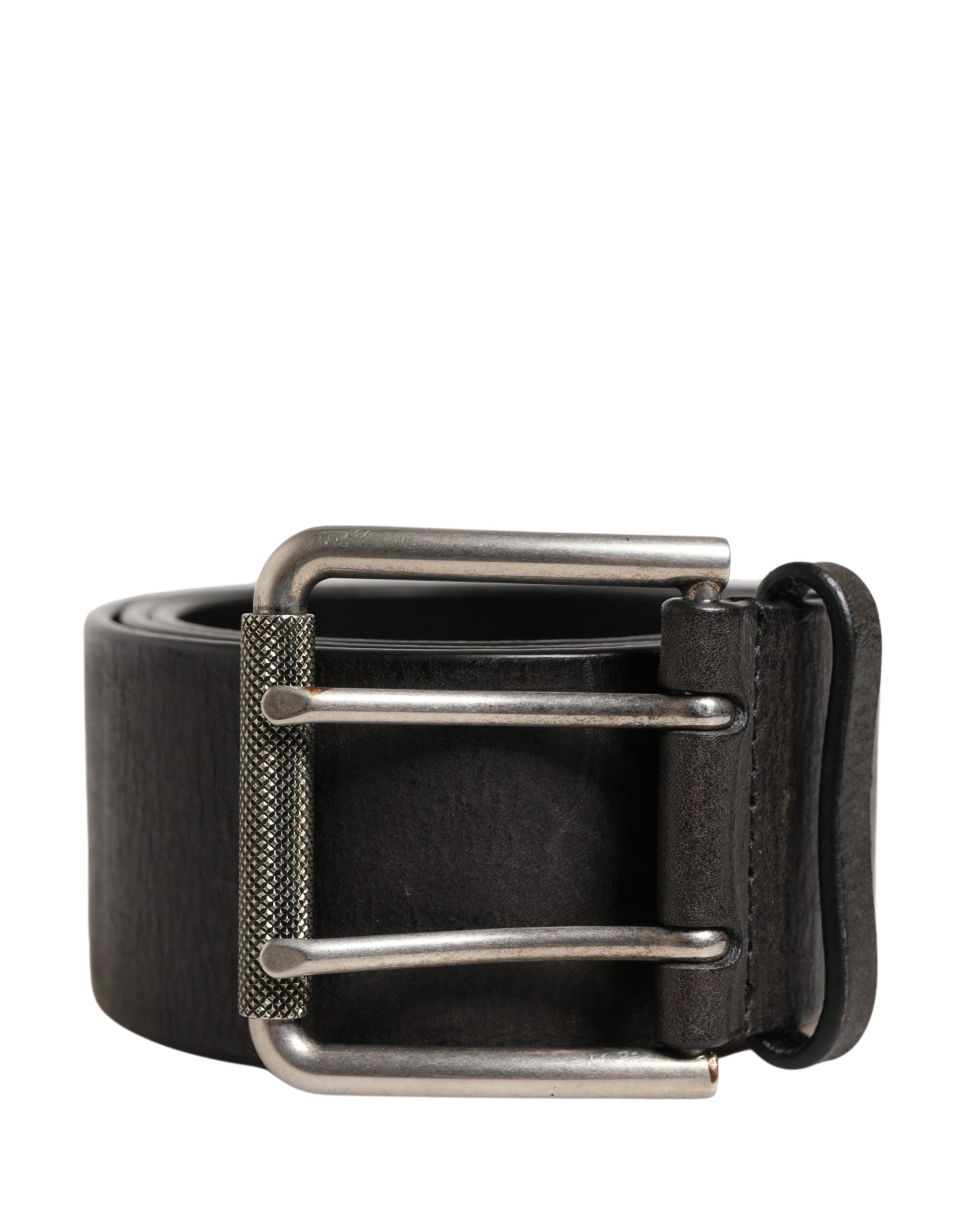 Men Black Classic Leather Metal Buckle Belt
