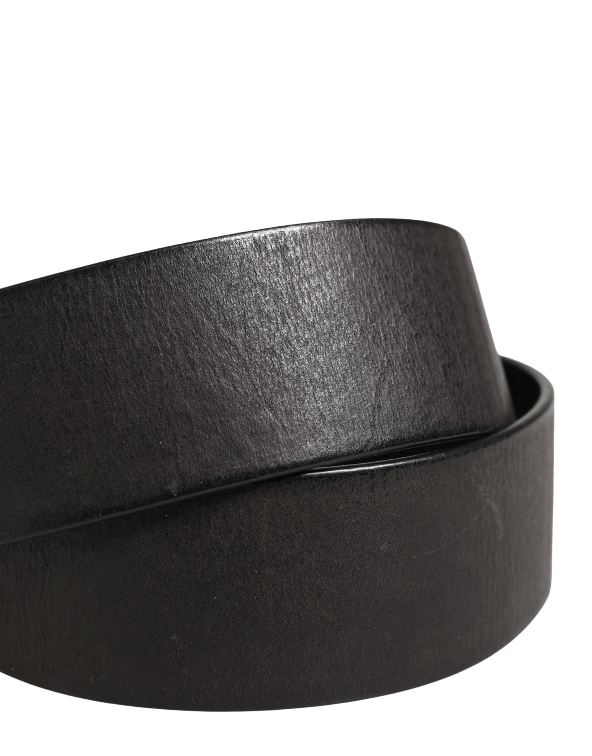 Men Black Classic Leather Metal Buckle Belt
