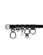 Black Calf Leather Silver Metal Buckle Belt