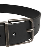 Men Black Classic Leather Metal Buckle Belt