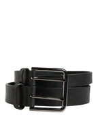 Black Double Strap Leather Silver Buckle Belt