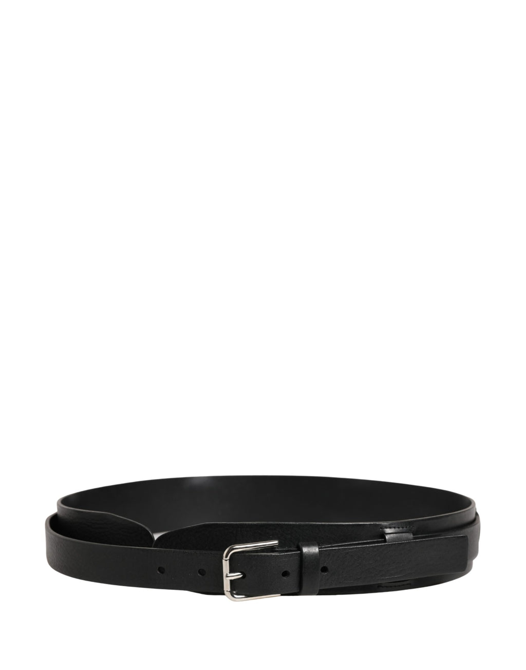 Men Black Classic Leather Metal Buckle Belt