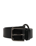 Men Black Calfskin Leather Metal Buckle Belt