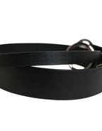 Men Black Calfskin Leather Metal Buckle Belt