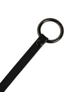 Men Black Calfskin Leather Metal Buckle Belt