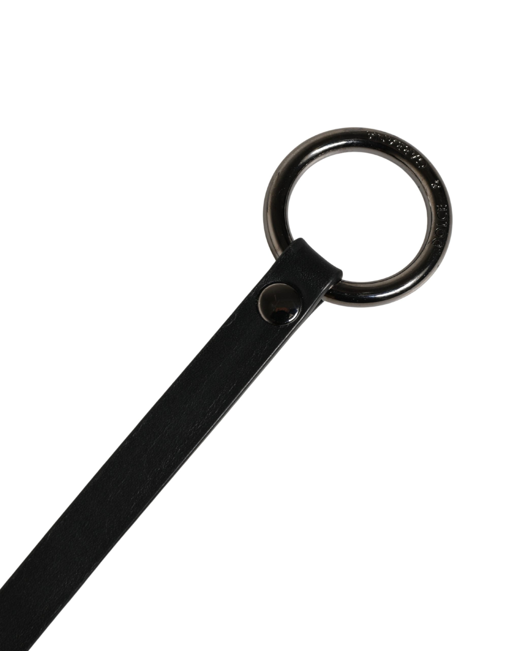 Men Black Calfskin Leather Metal Buckle Belt