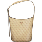 Beige Polyurethane Women Handbag
