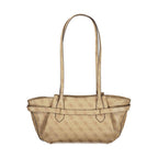 Beige Polyurethane Women Handbag