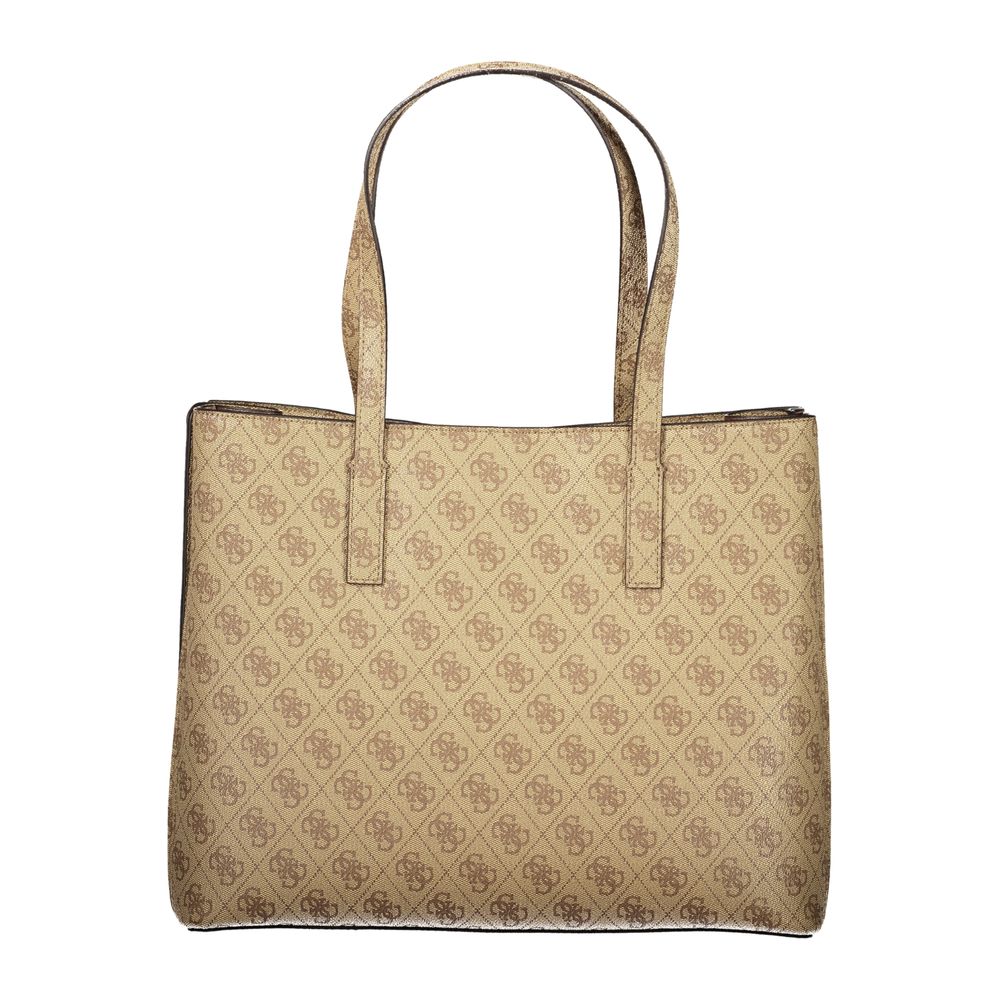 Beige Polyurethane Women Handbag