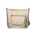 Beige Polyurethane Women's Handbag