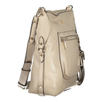 Beige Polyurethane Women's Handbag