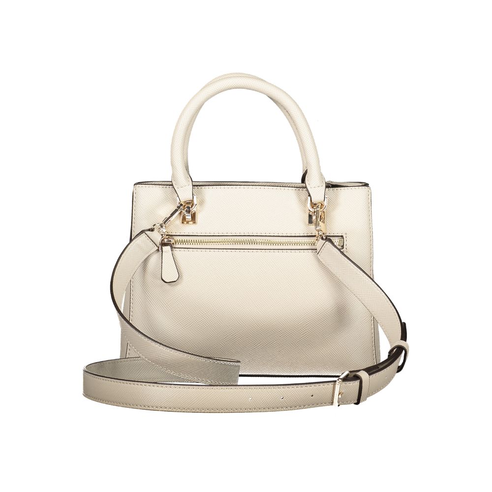 Beige Polyurethane Women Handbag