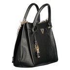 Black Polyurethane Women Handbag