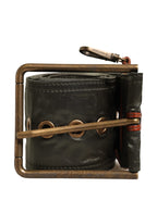 Men Black Wide Leather DG Metal Buckle Belt