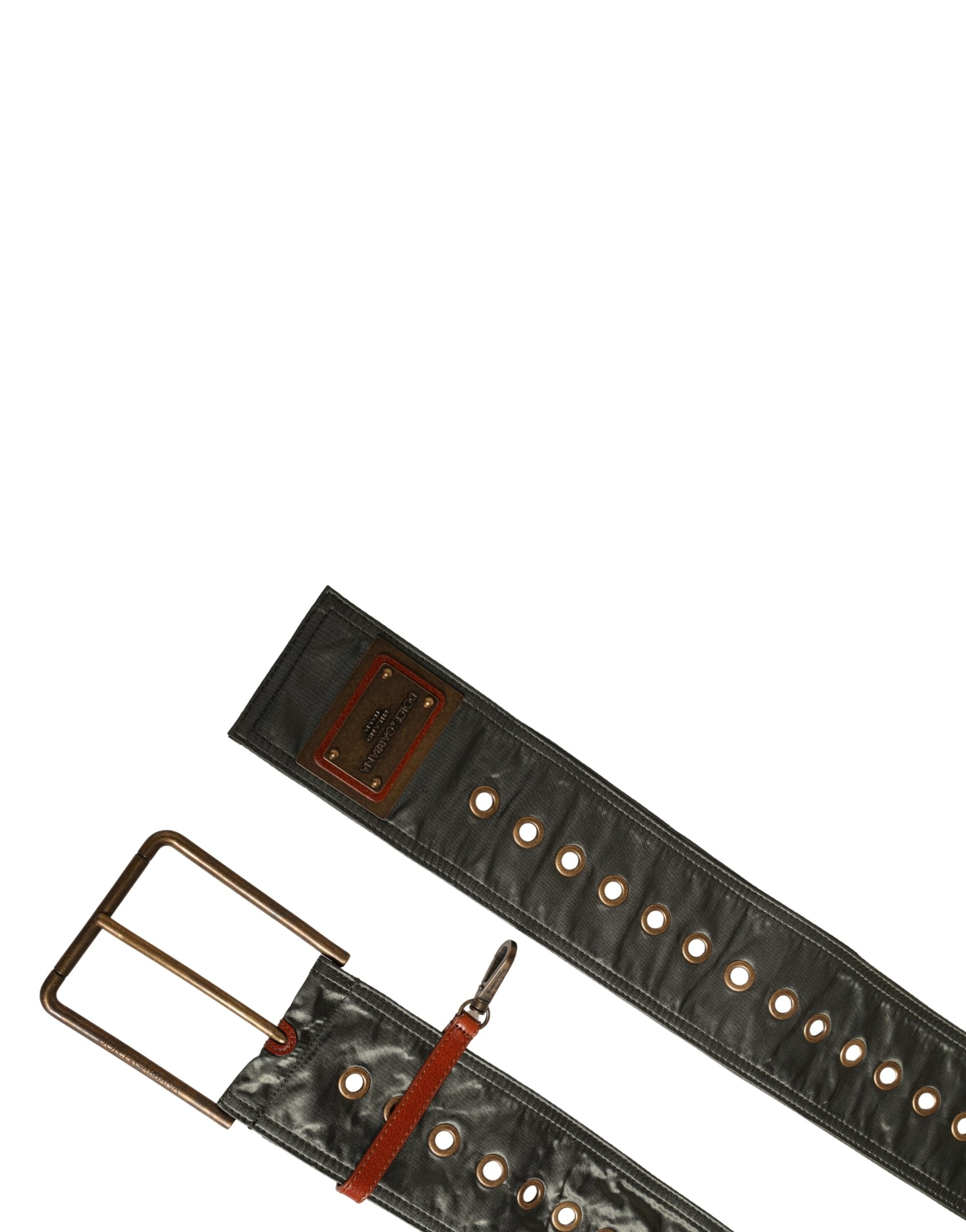 Men Black Wide Leather DG Metal Buckle Belt
