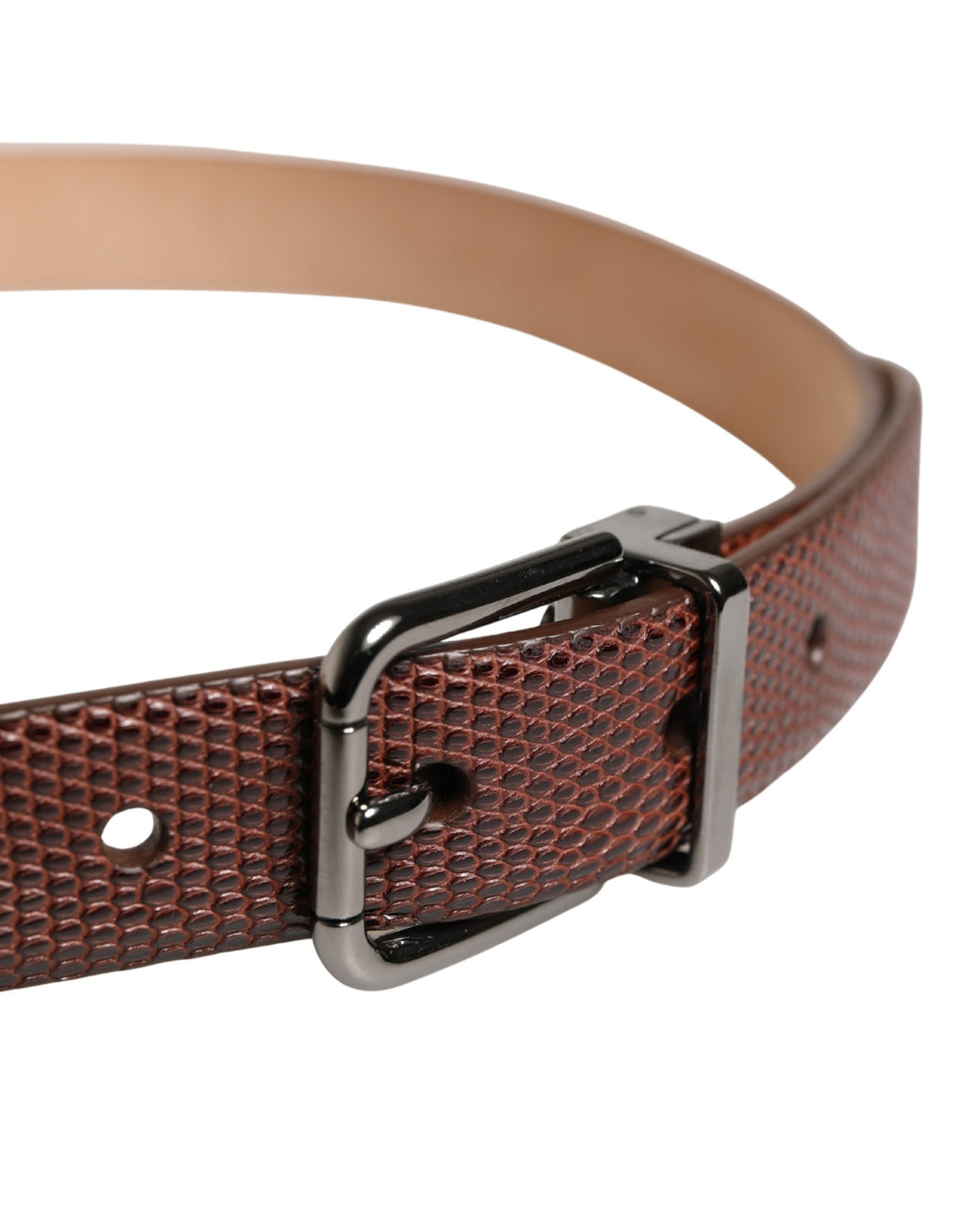 Men Brown Goatskin Leather Metal Buckle Belt