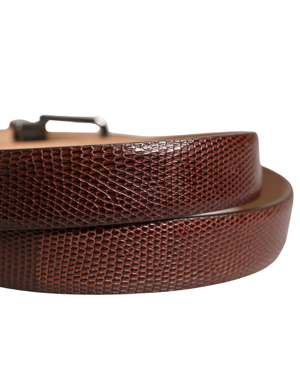 Men Brown Goatskin Leather Metal Buckle Belt