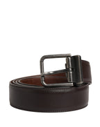 Men Brown Classic Leather Metal Buckle Belt