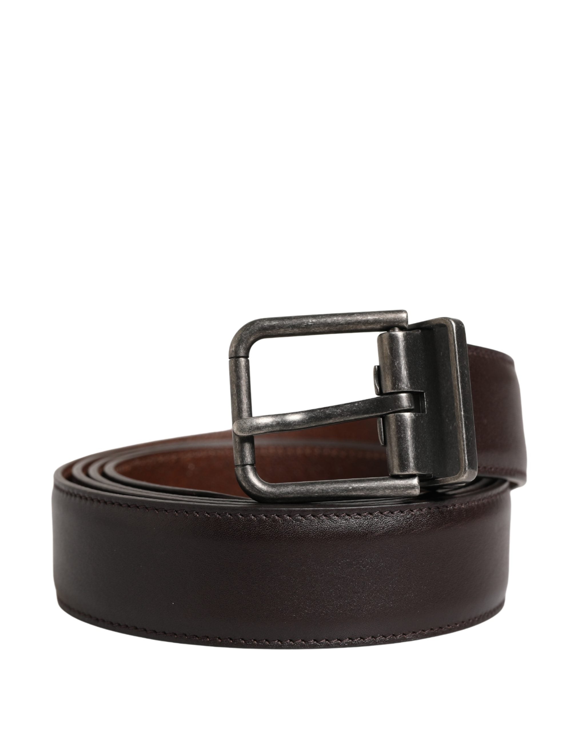 Men Brown Classic Leather Metal Buckle Belt