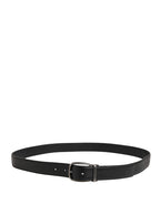 Men Black Classic Leather Metal Buckle Belt