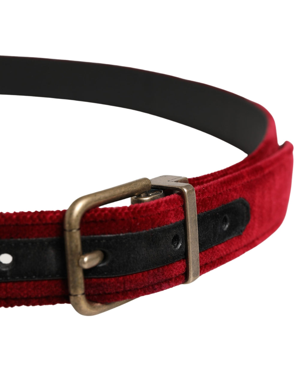 Men Burgundy Velvet Cotton Metal Buckle Belt