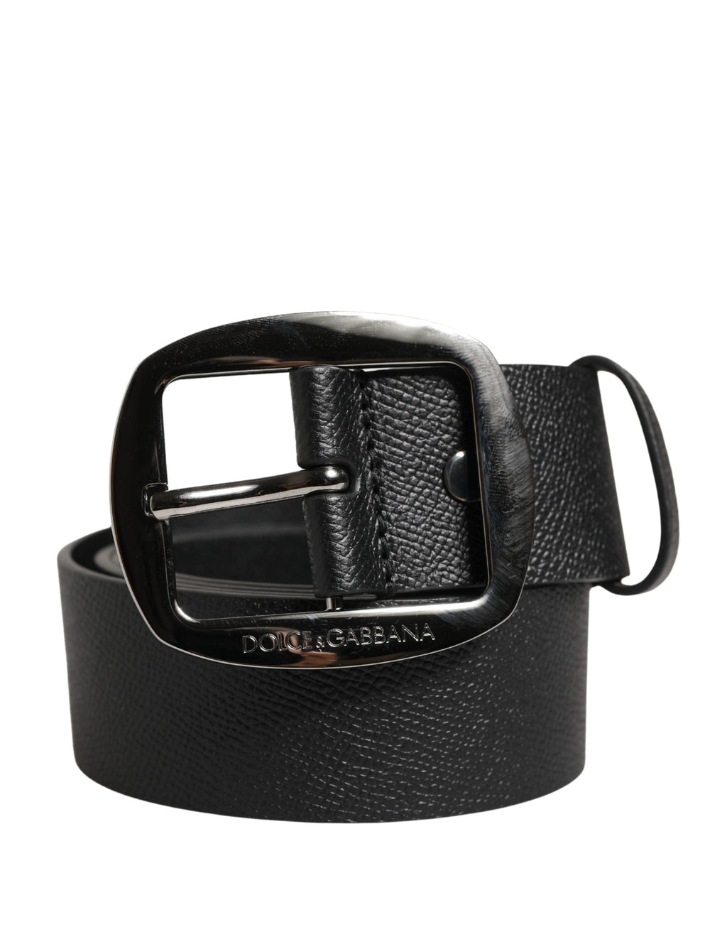Men Black Classic Leather Metal Buckle Belt