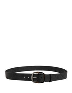 Men Black Classic Leather Metal Buckle Belt