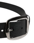 Men Black Classic Leather Metal Buckle Belt