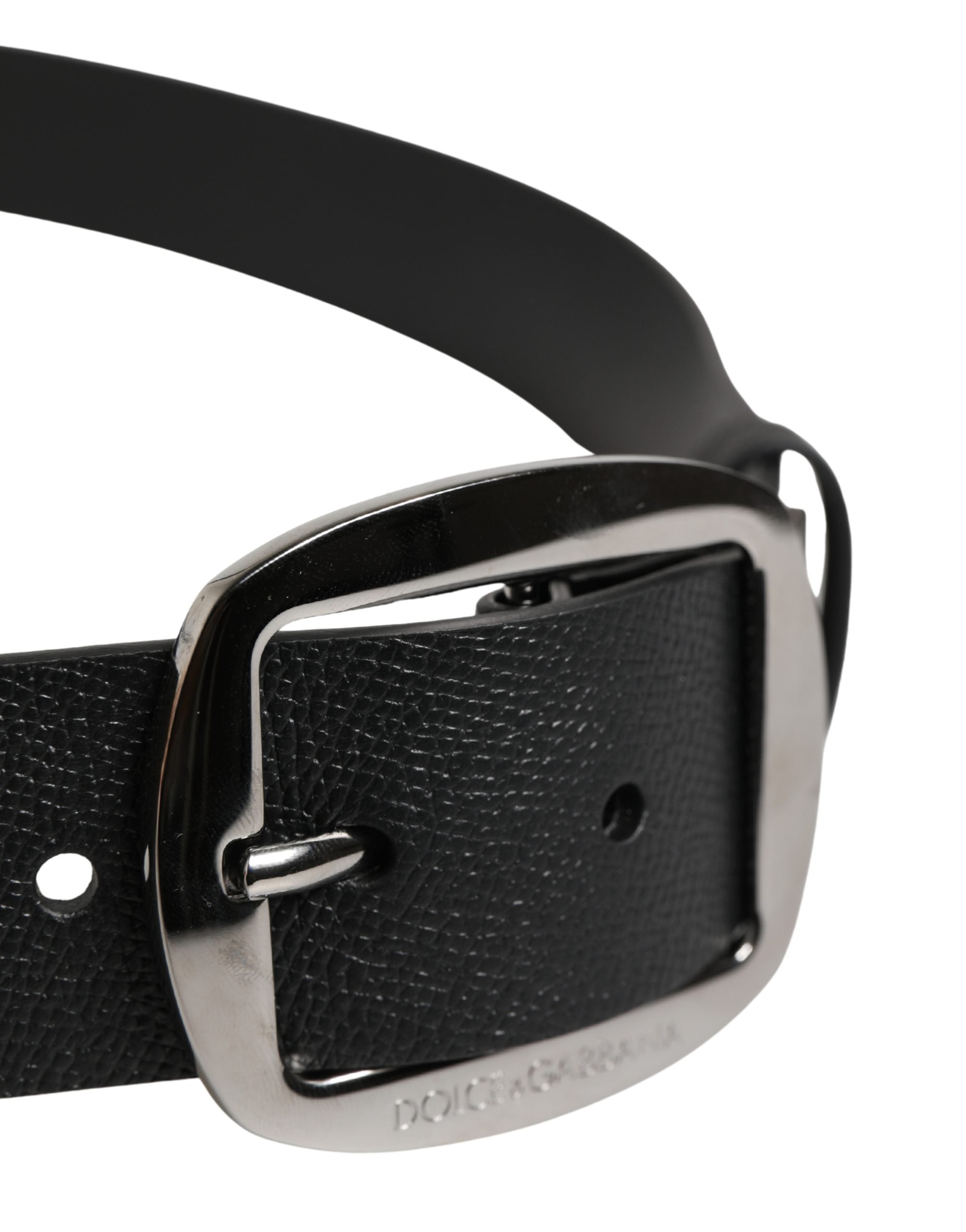 Men Black Classic Leather Metal Buckle Belt